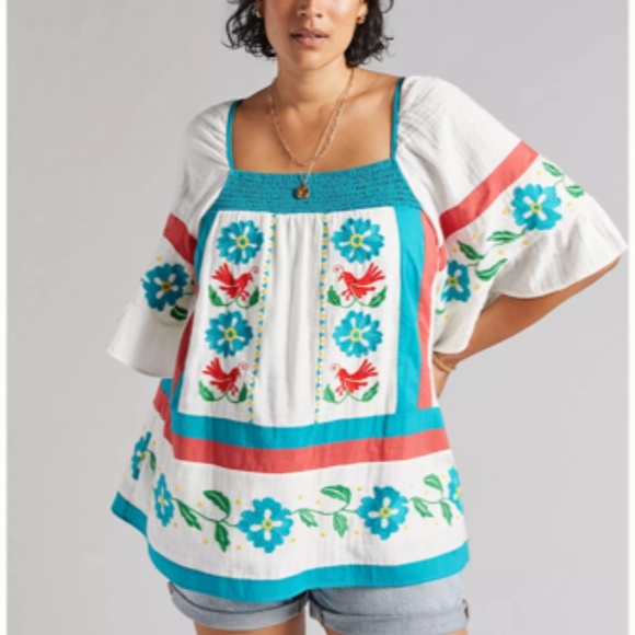 Anthropologie Seen Worn Kept Embroidered Tunic Blouse Size 4 - Picture 4 of 10